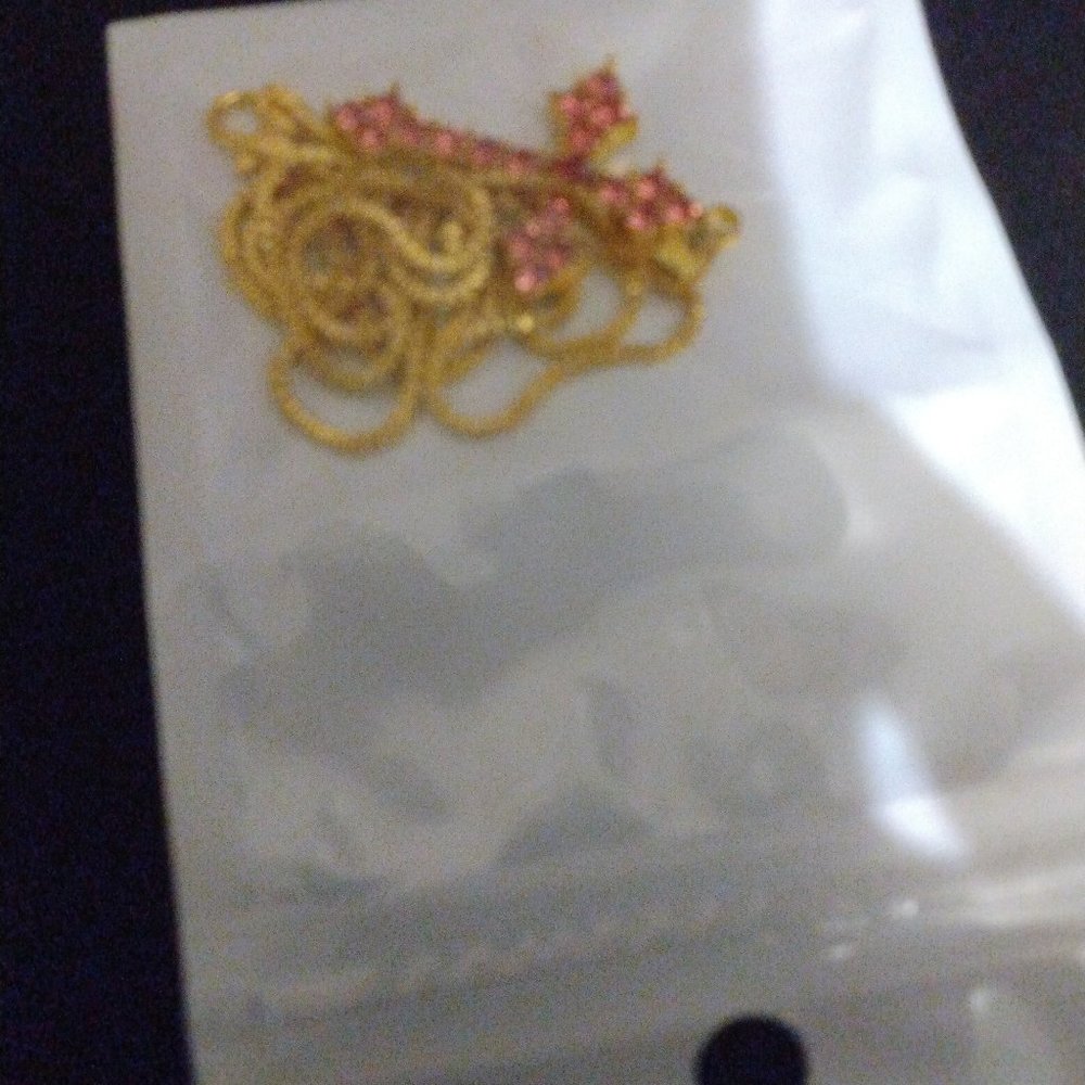 3gold plated crystal cross necklaces and 1gold plated crystal crystal heart ankl